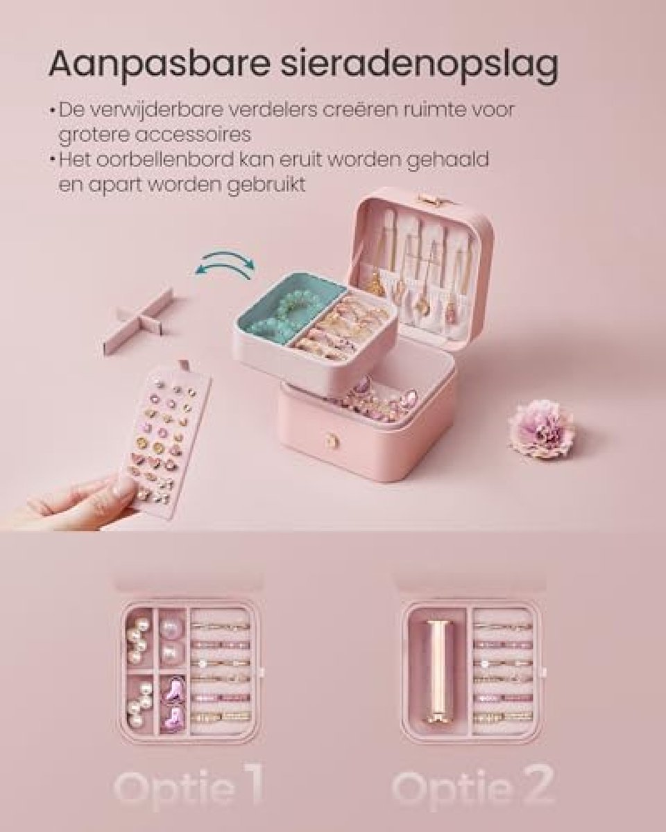 Compacte reissieradendoos met fluwelen voering - 2 lagen organisatie - Make-Up Tas