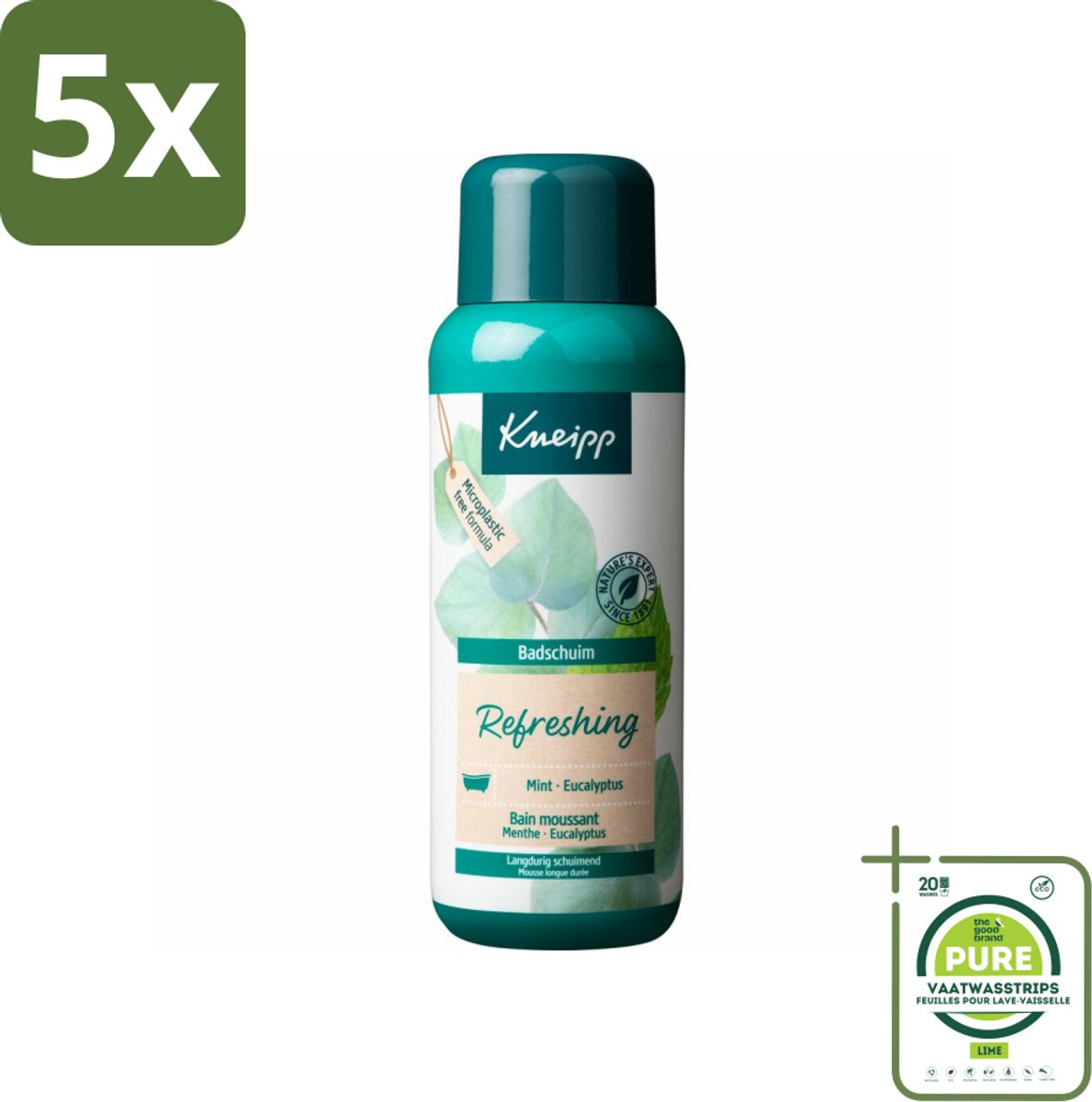 5 x Kneipp - Badschuim - Mint Eucalyptus - Verfrissend - 400 ml - Grootverpakking - Badschuim - Eucalyptus - Munt - Verfrissend - Ontspannend