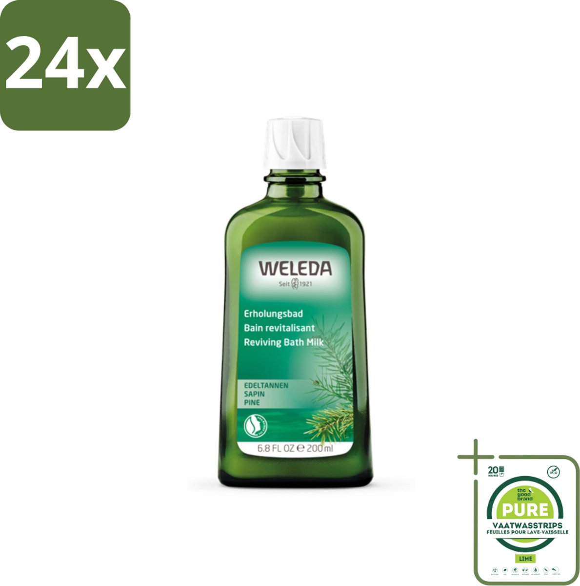 WELEDA - Verkwikkingsbadmelk - Zilverspar - 200 ml - Voordeelverpakking - 24 stuks - Zilverspar badmelk - Ontspannend bad