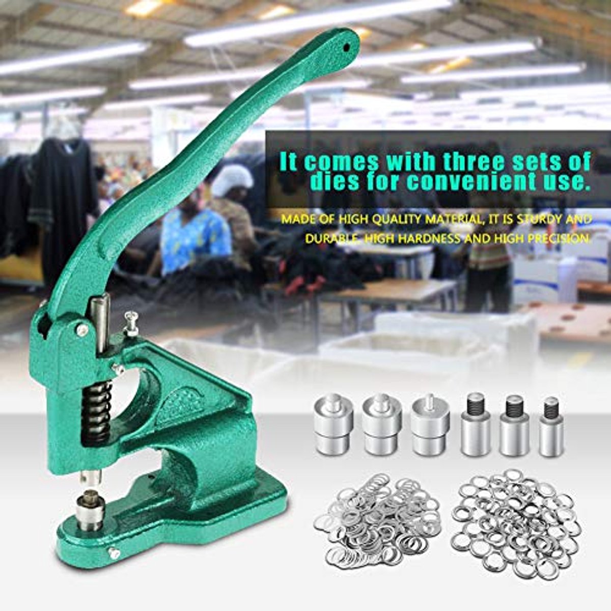 Deep Puller Set with 1500 Eyes and 3 Dies for 6/10/12 mm, Including Eye Press and Rivet Tools