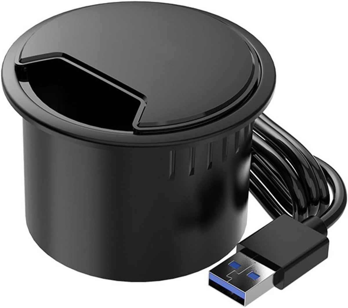 USB Desk Hub voor 60mm Desk Cable Hole - 5-in-1 USB Hub met USB 3.0 - 3.5mm - USB-C Port
