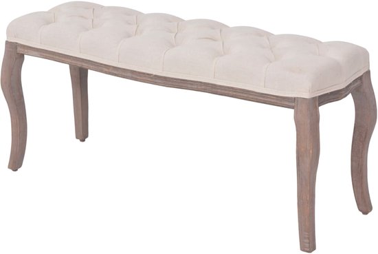 vidaXL Canapé 110x38x48 cm Lin Bois massif Crème Blanc