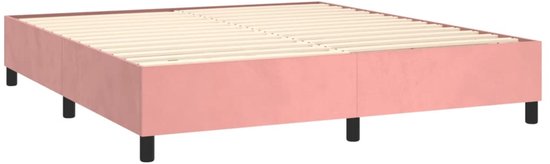 vidaXL-Boxspring-met-matras-en-LED-fluweel-roze-160x200-cm