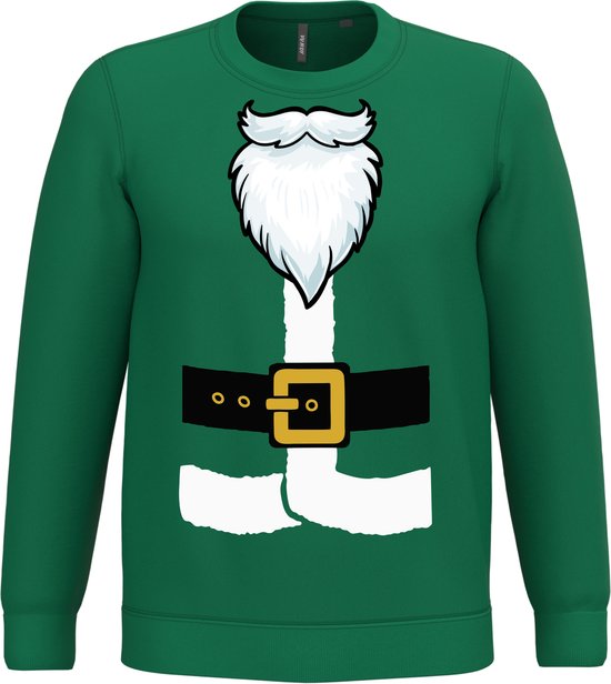 Pull de Noël déguisé en Père Noël | Pulls de Noël moches pour hommes et femmes | Pull de Noël | Vert | taille L.
