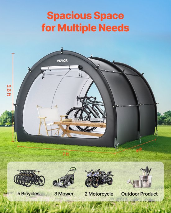 VEVOR Fiets Tent Fiets Garage Fietsenstalling voor 5 Fietsen 1706x2133x2438mm van Merkloos — afbeelding 4