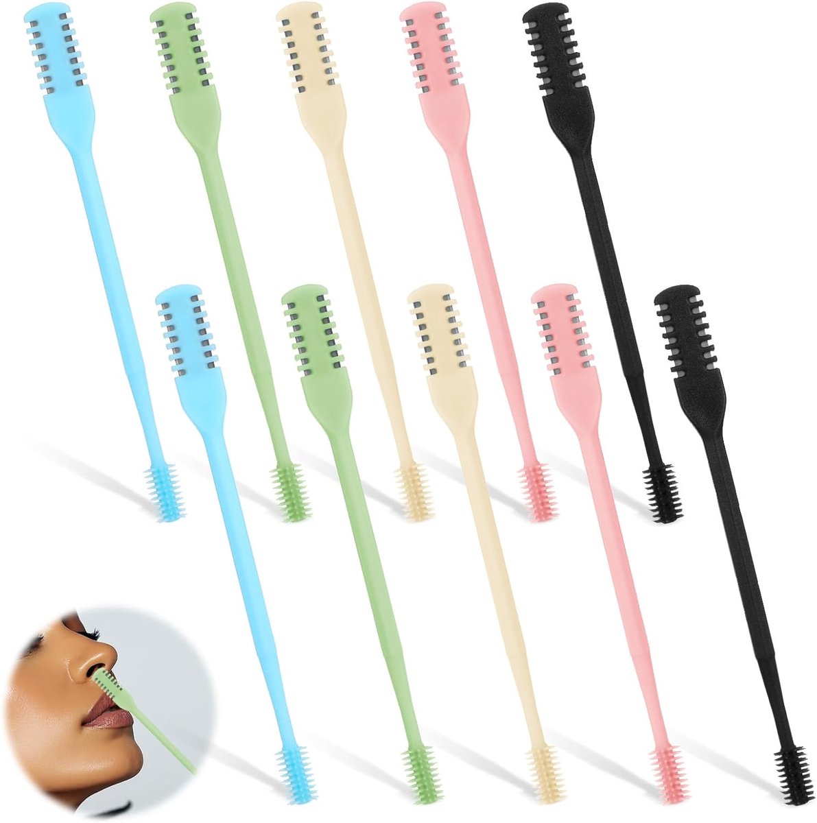 12 stuks 2-in-1 neushaartrimmer, dubbelzijdige neushaartrimmer, draagbare 360° roterende handmatige neushaartrimmer voor mannen en vrouwen, kleurrijk
