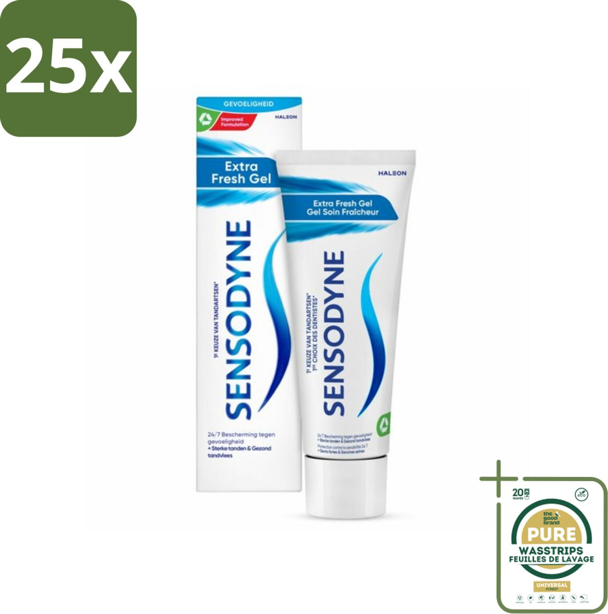 25 x Sensodyne - Tandpasta - Extra Fresh Gel - Verfrissend - 75 ml - Grootverpakking - Gevoelige Tanden - Frisse Mond - Tandpasta - Fluoride - Tandglazuur