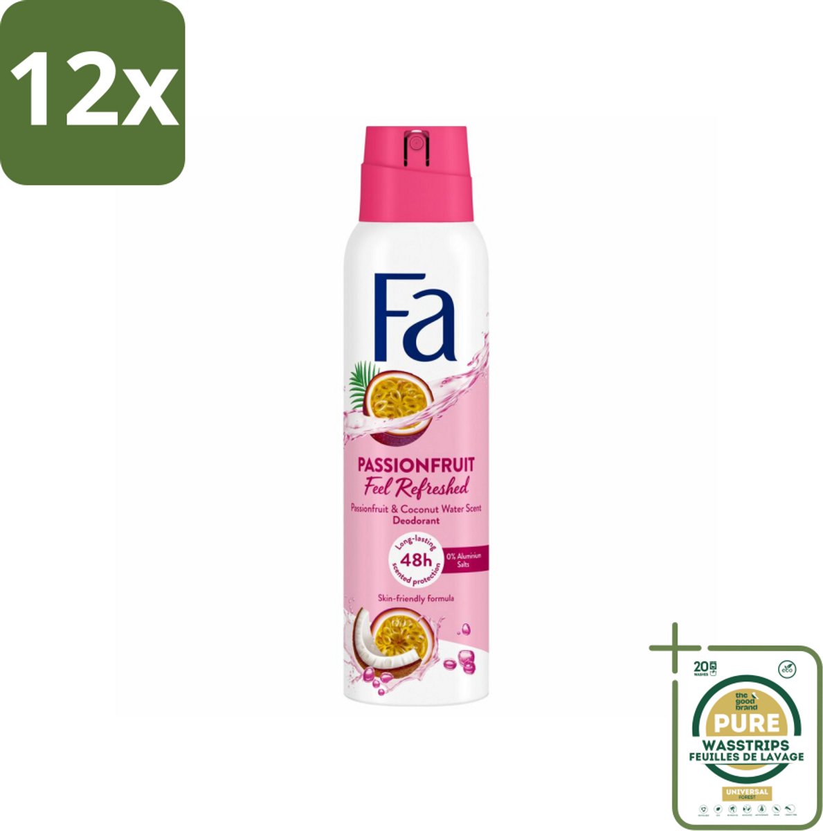 Fa – Deodorant Spray – Passion Fruit – 150 ml - Voordeelverpakking - 12 stuks - Zweetbestendig - Fris