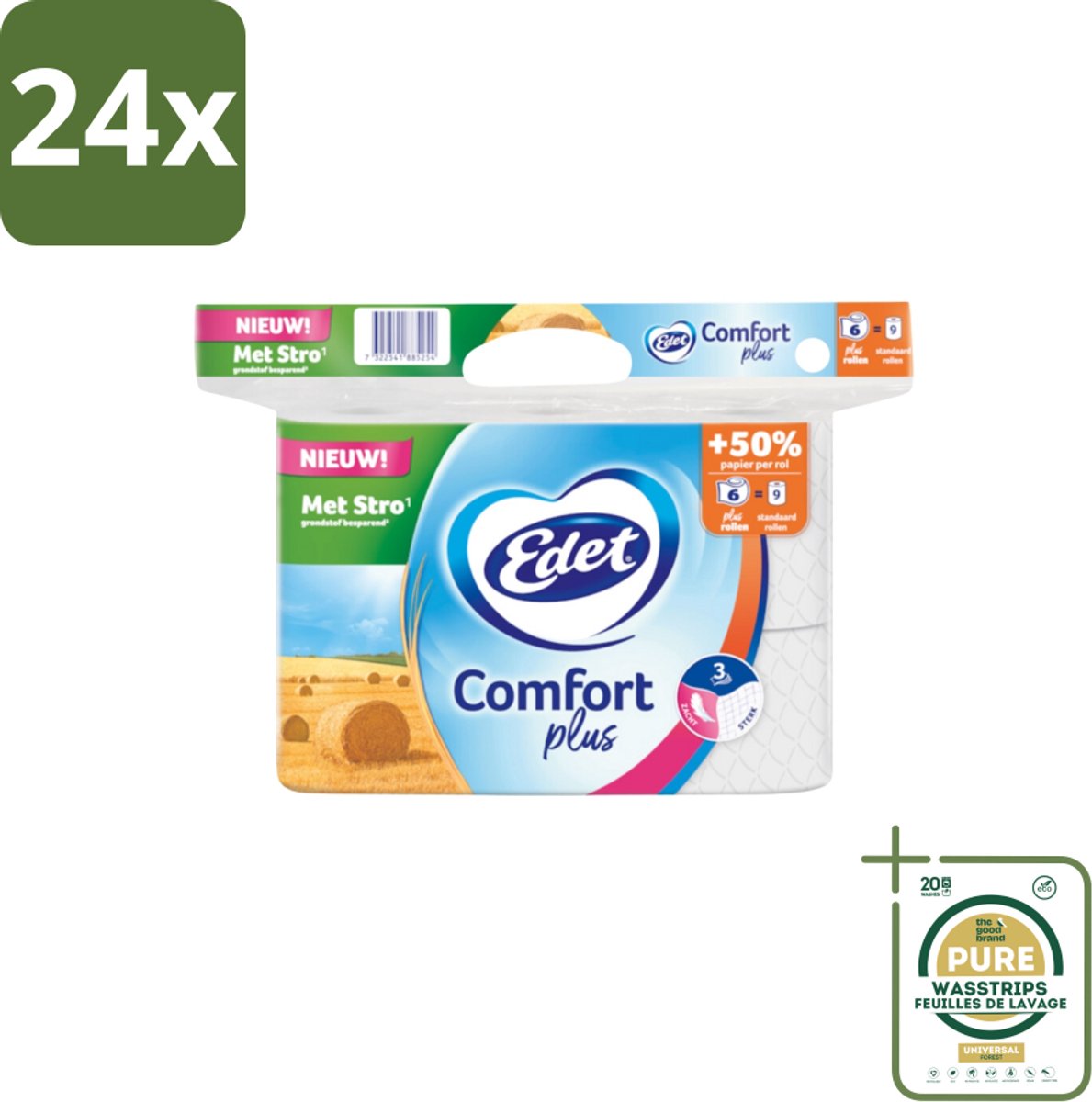 Edet – Toiletpapier – 3-Laags - Voordeelverpakking - 24 stuks - Duurzaam toiletpapier - Plusrol