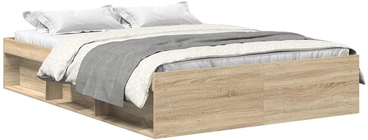 Vloerbed – Laag Bedframe – Minimalistisch Design – Stevig en Comfortabel – Geschikt voor Elke Slaapkamer - Sonoma Eiken