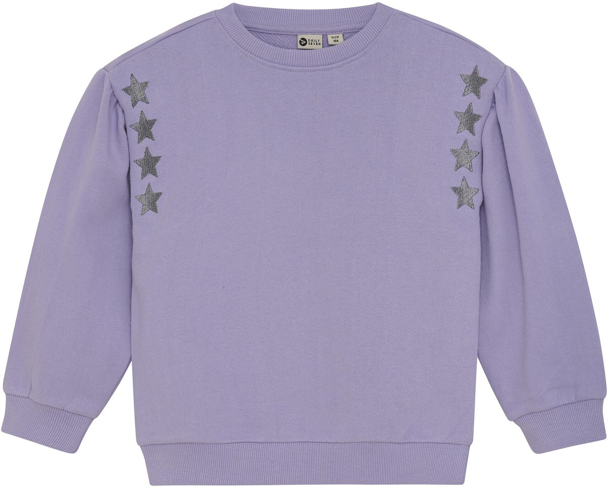 DAILY7 Embroidery Sleeve Truien & Vesten Meisjes - Sweater - Hoodie - Vest- Paars - Maat 116
