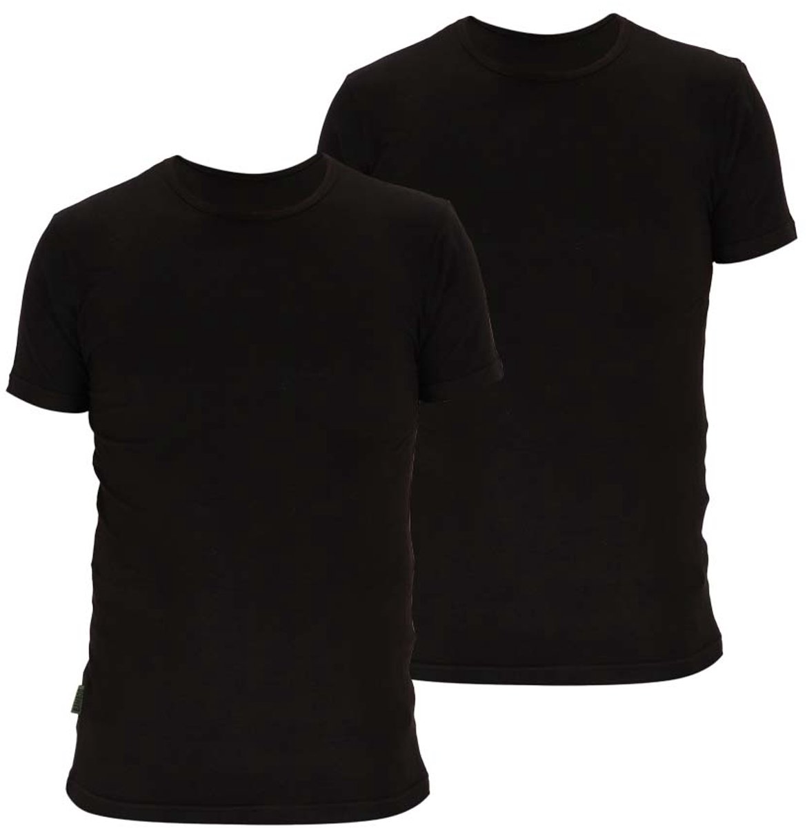 Basset - Heren T-Shirt Ronde Hals Bamboo - 2-Pack - Maat M - Zwart