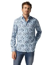 katoenen overhemd State of Art wijde fit blauw print