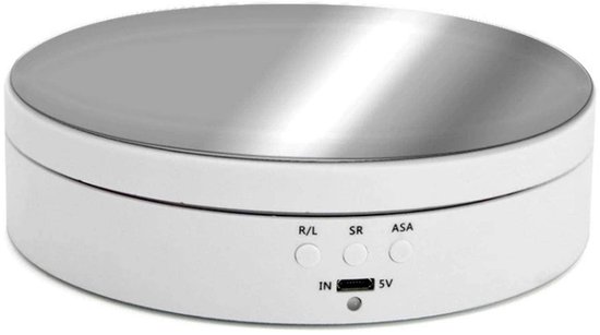 Foto: Gigicial elektrische draaitafel sieraden displaystandaard verstelbare hoek automatisch draaiend platform met spiegelende lade usb interface 1 stuk geschikt voor sieraden en taarten wit