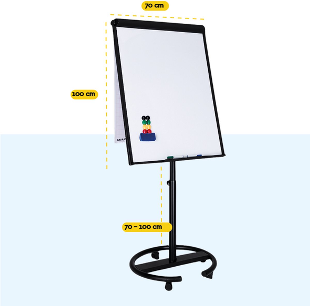 BRASQ Flipover Verrijdbaar Deluxe - Verstelbaar Whiteboard - Zwart thumbnail 6