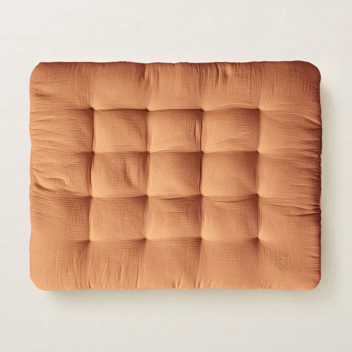 Petite Amélie Speelmat baby - Rechthoekig Speelkleed - 100% Biologisch Mousseline Katoen - Luxe en Veilige Plek voor Ontwikkelingsactiviteiten - Ideaal voor Babygym, Speeltenten en Tipi-tenten - 110 x 85 cm - Caramel
