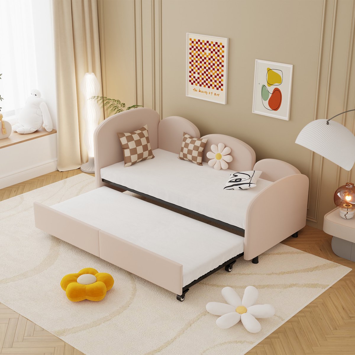 SOFTSEA Twin Size Daybed met opberglades - Fluwelen gestoffeerd dagbed - Slaapkamer Woonkamer Moderne slaapbank Dagbedframe voor woonkamer - Kinderkamer - Slaapkamer - Moderne stijl
