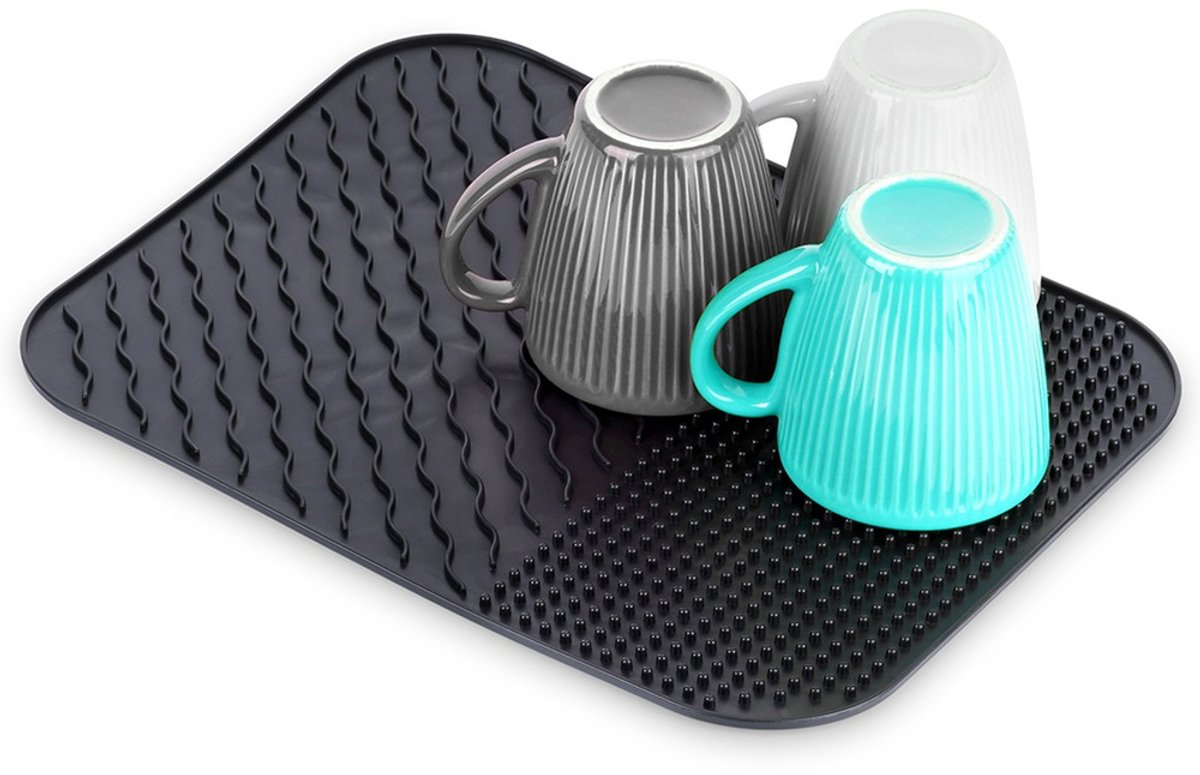 Zwarte Siliconen Afdruipmat Keuken 34x26,5 cm