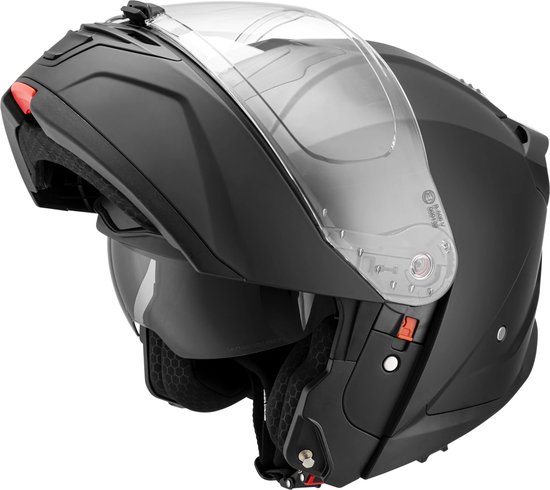 BEON B711 Motorhelm - L - Systeemhelm met Zonnevizier - Verstelbare integraalhelm - Jethelm - Mat Zwart