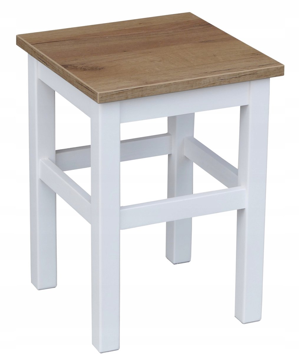 Stoel Dennenhout Wit & Eiken Craft Goud - 45cm Hoog