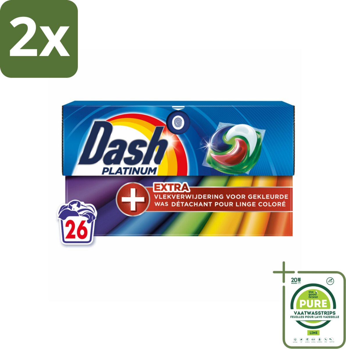 Dash – Wasmiddelcapsules – 4in1 Pods + Extra Vlekverwijdering Color – 26 capsules - Voordeelverpakking - 2 stuks - Kleurbehoud - Vlekverwijdering
