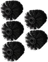 Toiletborstelkop - 5 Stuks - Losse Borstelkop voor Toiletborstel - Kunststof - Losse WC borstelkop - Borstelkop set voor toiletborstel - Universeel - Schroefdraad 12 mm - Geschikt voor badkamers - 80*100mm - Zwart