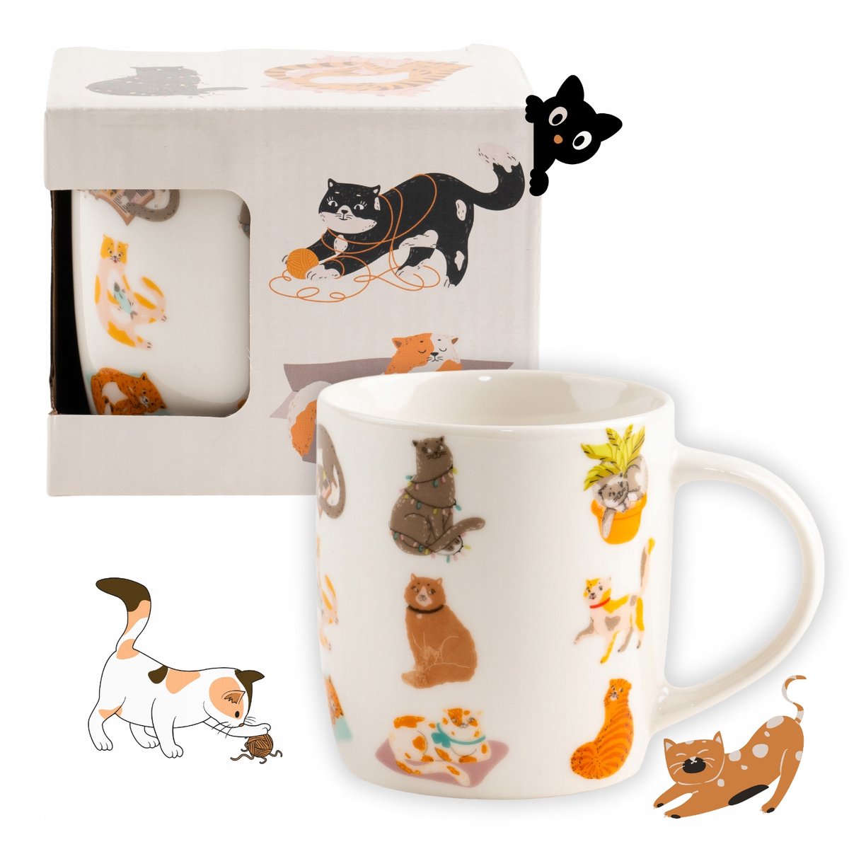 Porseleinen Mok Katten 330ml - Cadeau Verpakt