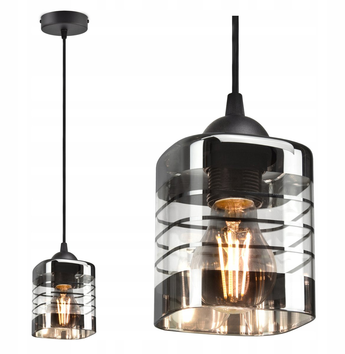 Glazen Hanglamp Metaalkleurig - Modern & Verstelbaar