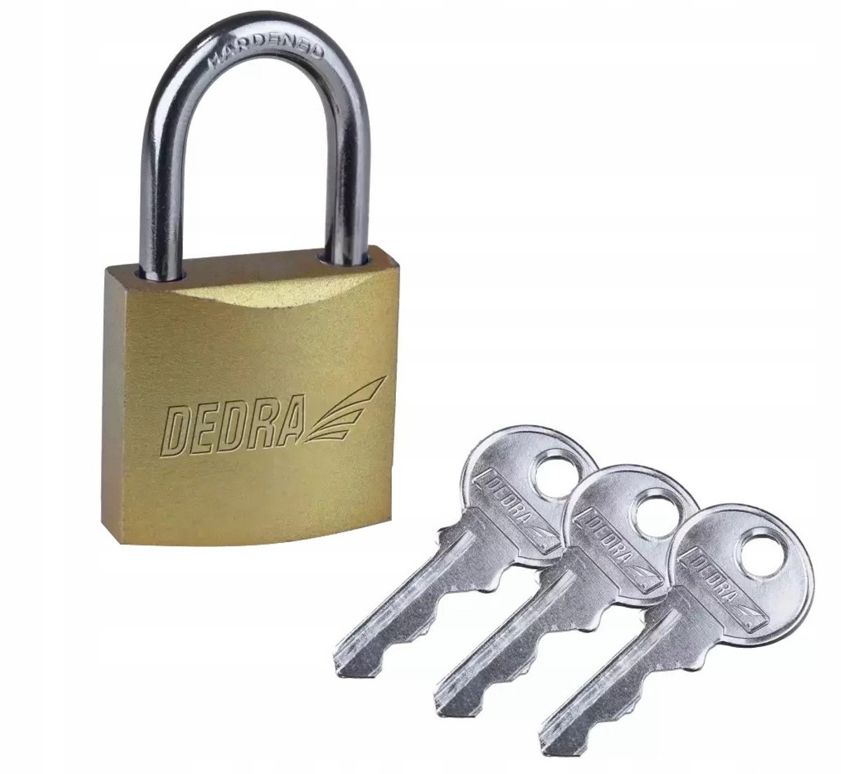 Dedra Hangslot met Beugel 30mm - Gietijzer, Koperen Coating, 3 Sleutels