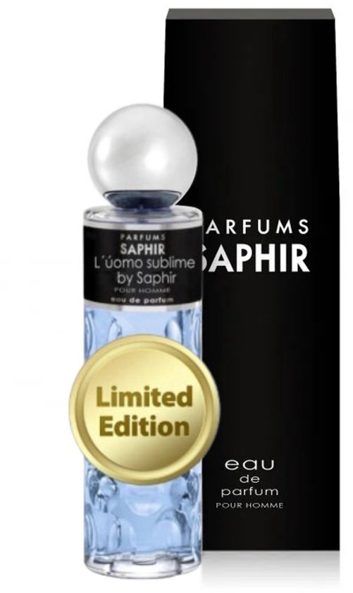 Saphir Parfums L'uomo Sublime, Mannen, 200 ml, Niet-navulbare fles, Vloeibare parfum, Kardemom, Juniper, Den, Lavendel, Mirre