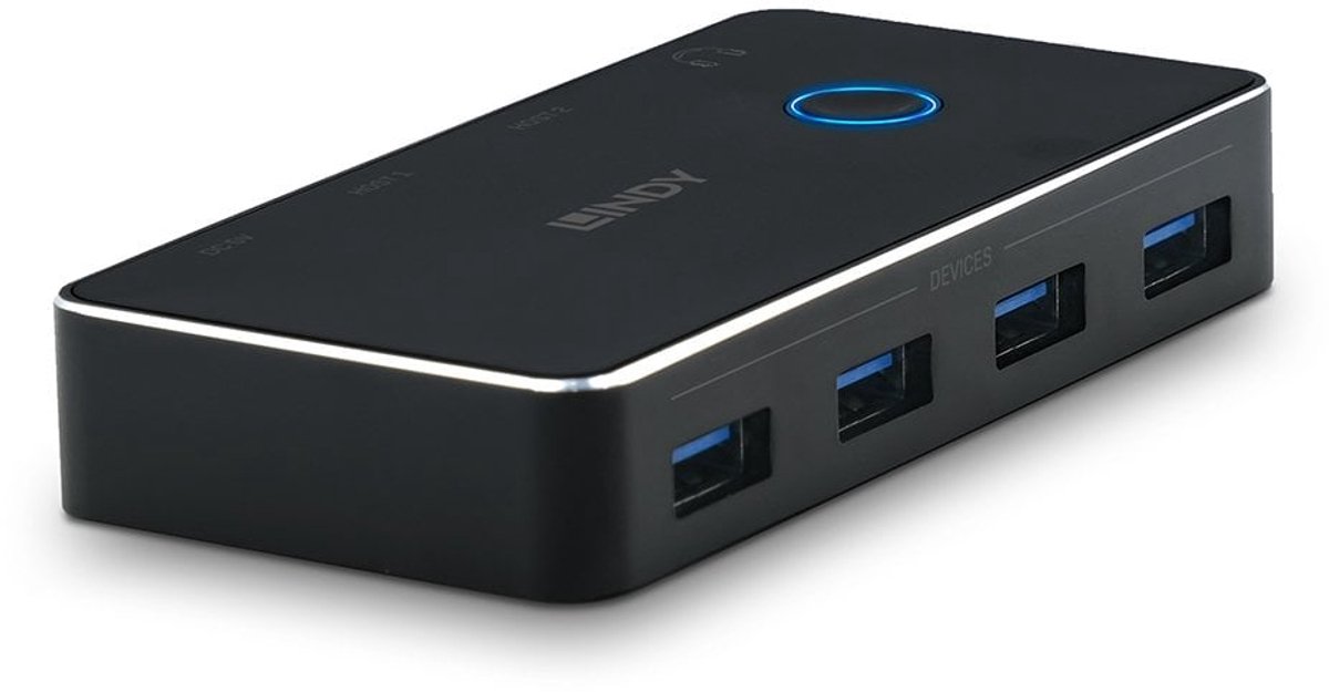 LINDY 4 + 2 poorten USB 3.2 Gen 1-schakelaar (USB 3.0) Zwart