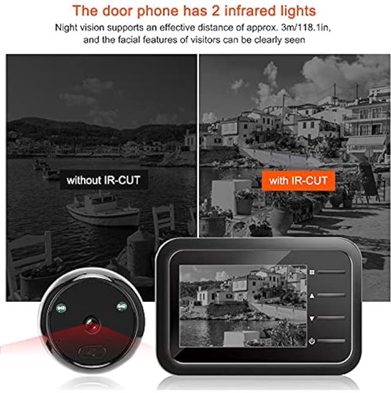 Draadloze digitale videodeurbel, cat's eye-camera met 2,4-inch LCD-scherm, elektronische bewakingscat's eye-camera, 90° HD-groothoeklens, infrarood nachtzicht — afbeelding 3