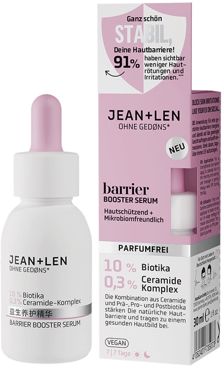 Jean & Len Barrier Booster Serum - 30 ml | Met Ceramiden & Ectoine - Herstellend Gezichtsserum - Parfumvrij & Vegan