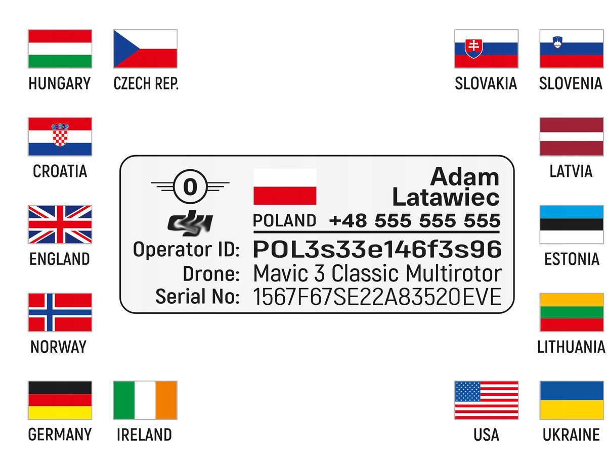 Aluminium Drone Naamplaatje 25x10mm - Personaliseerbaar