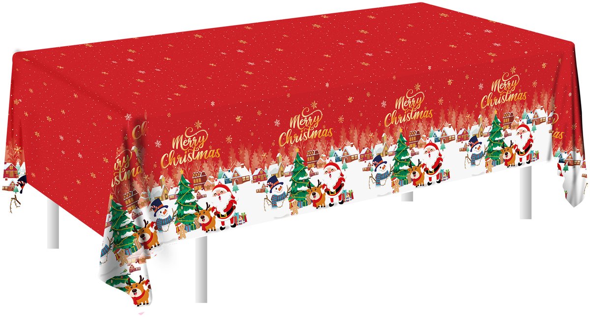 Tafelkleed - Tafelkleed kerst - Kerstmis decoratie - Kerstmis - Groot plastic tafelkleed - Voor kerstfeestdecoraties - Rechthoekig - Waterdicht - 137x274cm - Voor kerstfeestbenodigdheden - Tafelkleed met kerstmanmotief