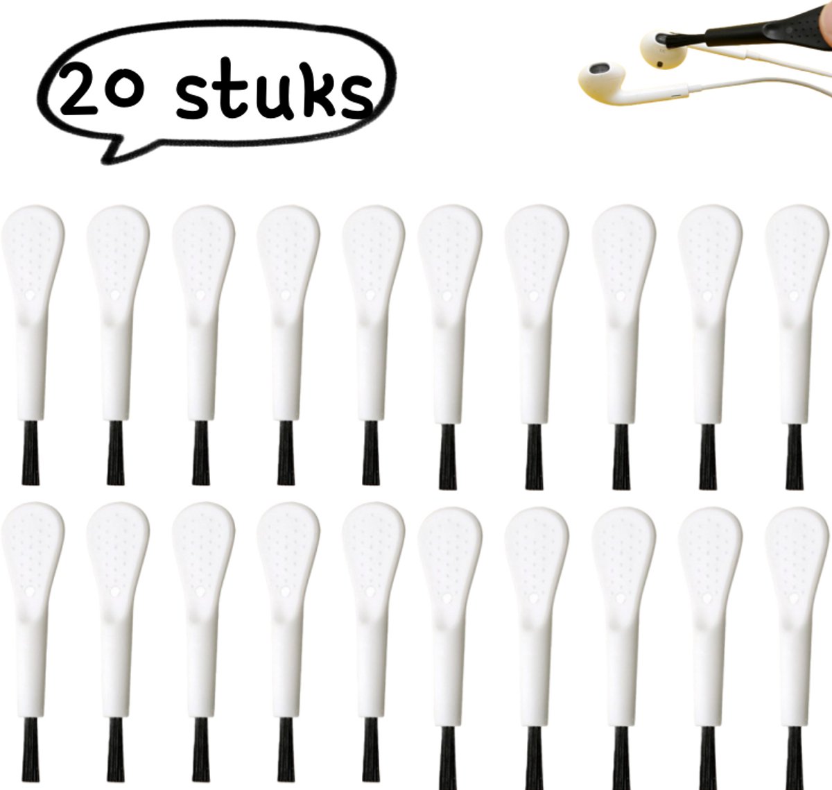 Set van 20 stuks - Mini kunststof borstels - Reinigingsborstels voor mobiele telefoonscher