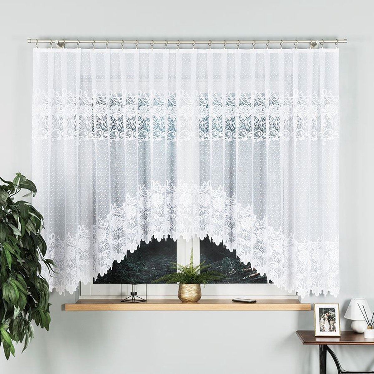 Markizeta Demetria - Jacquard Gordijn - 400x160 cm - Onderste Rand Onbewerkt - Wit