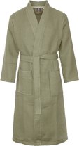 Sauna badjas wafel - biologisch katoen - olijfgroen L - groene unisex badjas - wafel kimono - Oeko-Tex - kimono - wafel badjas dames - wafel badjas heren
