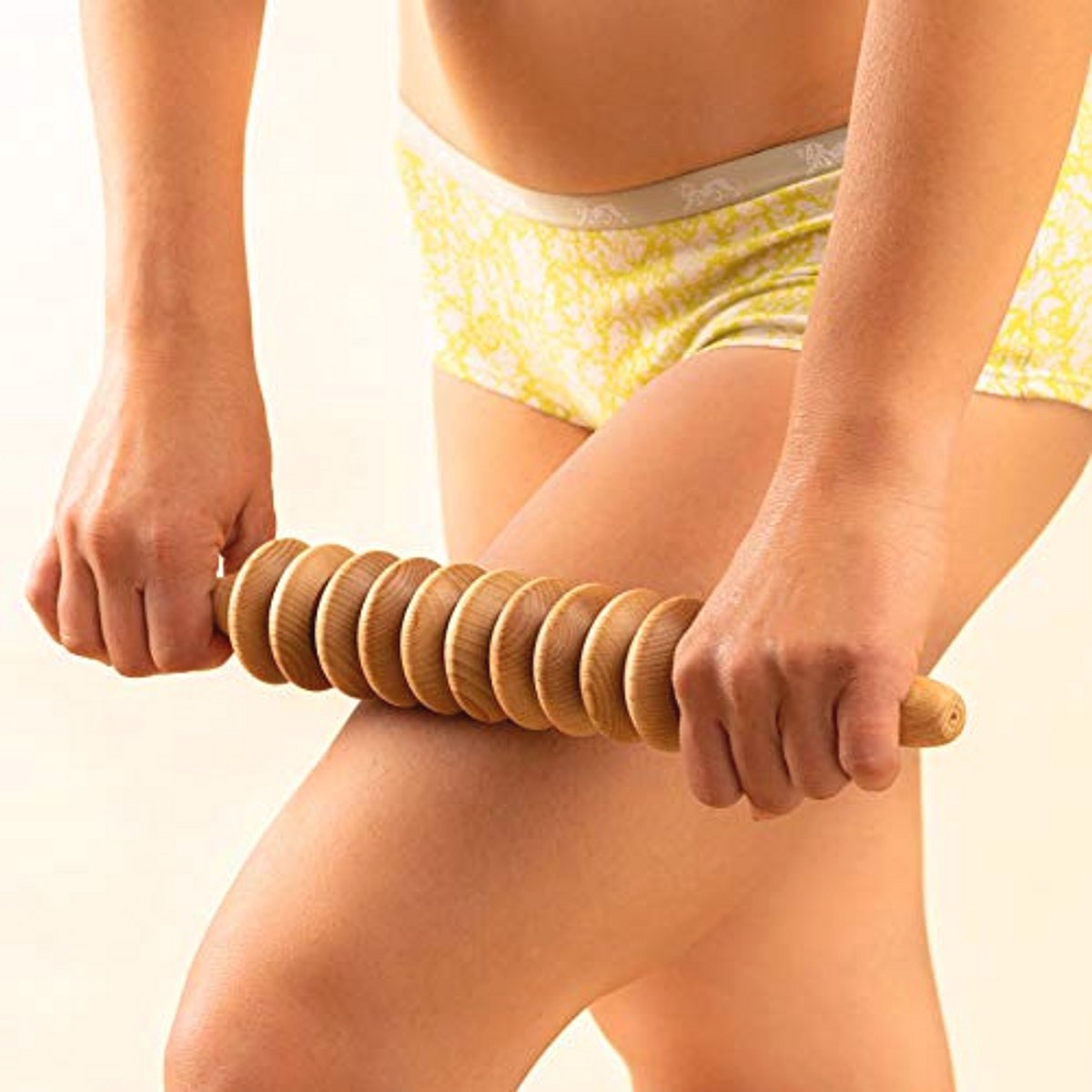 Anti Cellulite Massage Schijf - Massage Roller met Handvat - Maderotherapie van Hout