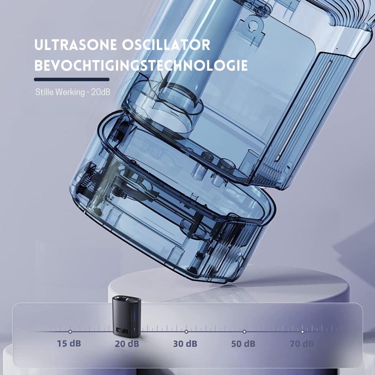 Luchtbevochtiger 6 liter - ultrasoon - stille werking - timerfunctie - zwart - automatische uitschakeling thumbnail 4