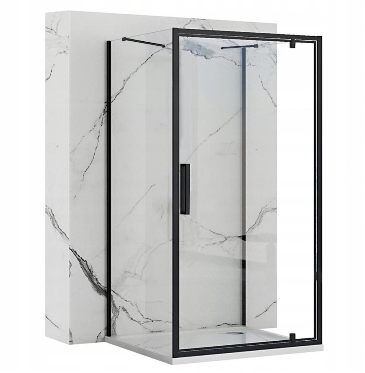 Rea Rapid Swing Black 100X90 - 195 cm - U-Douchecabine - Rechthoek - Zwart