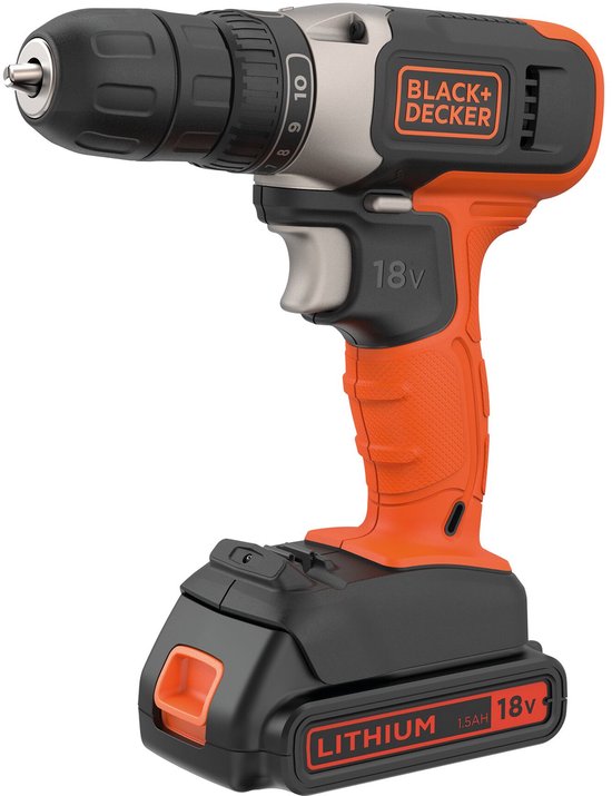 BLACK+DECKER 18V 1 Speed Drill Driver & 1x 1.5Ah Batt - BCD001C1-QW