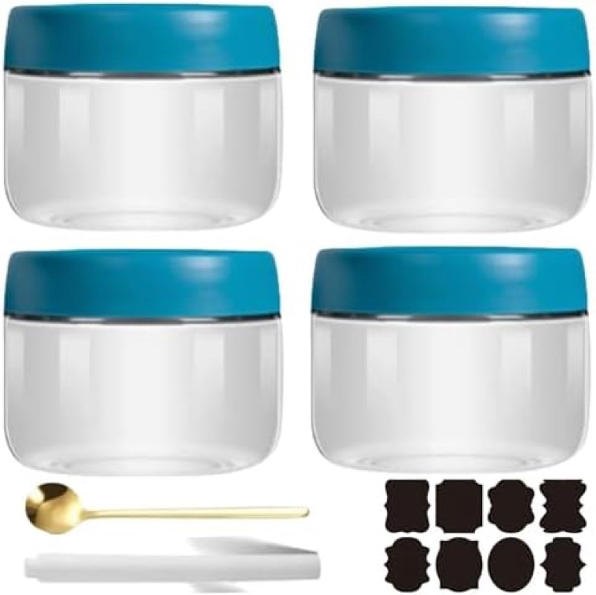ST TRADİNG 4-delige Glazen Bewaarpotten Set - 300ml Luchtdichte Maaltijdcontainers