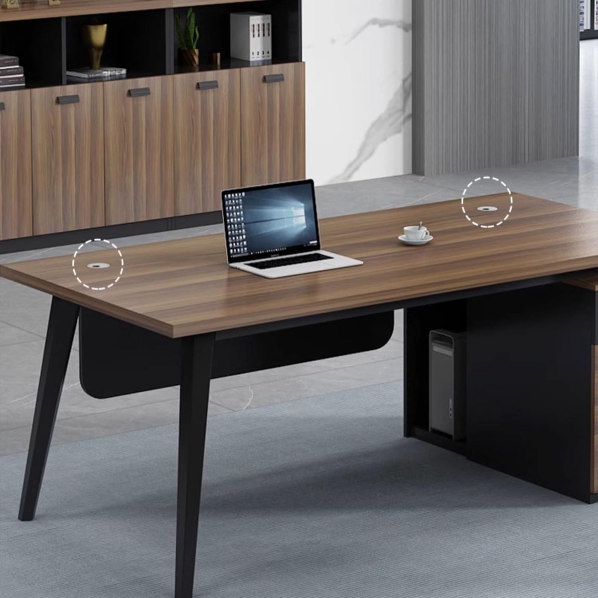 Luxe L-Vormig Directiebureau "Executive Corner" - 160 x 120 cm, met Archieflade, Opbergkast & Massief Houten Blad | Novihome