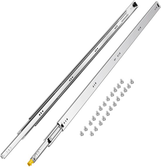 Vloergeleiders, vloermontage, laderails, 1 paar ladegeleiders, volledig uittrekbaar, 180 mm, telescopische rails voor vloermontage, 60 cm, zwart