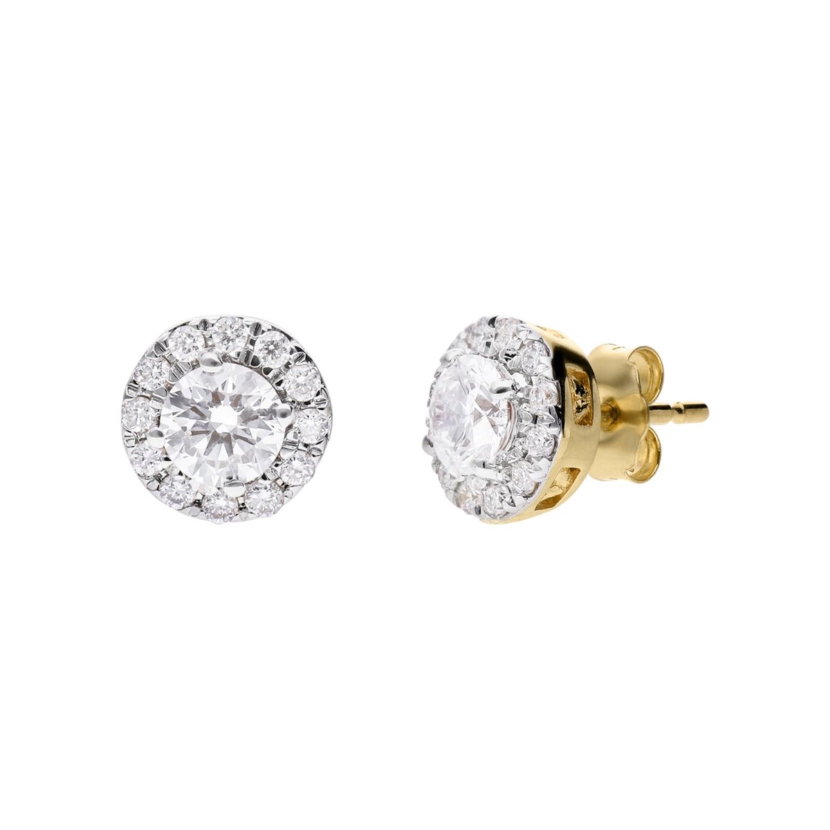 Lucardi Dames 14 karaat geelgouden oorknoppen met 26 lab grown diamanten 0,50ct voor dames - Oorbellen - 14 Karaat Goud - Goud