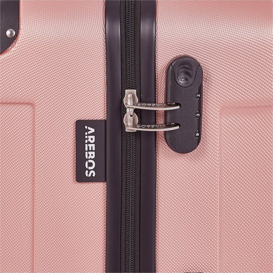 Ensemble Valises S M L AREBOS Set De 3 Valises De Voyage Valises Rigides Set De Valises ML-XL Rose Goud Valises S M L Rigides Pour Avion Avec Compartiment Organisé