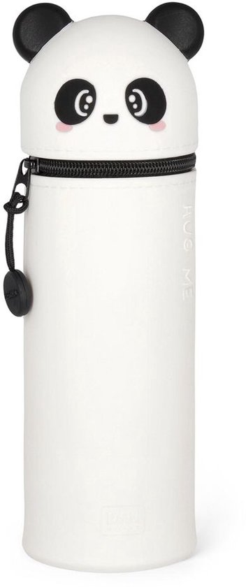 LEGAMI - 2-in-1 etui van zachte siliconen – Kawaii, penhouder, siliconen ritssluiting, pennenzak, potloden, markers, H 18,5 cm, PANDA