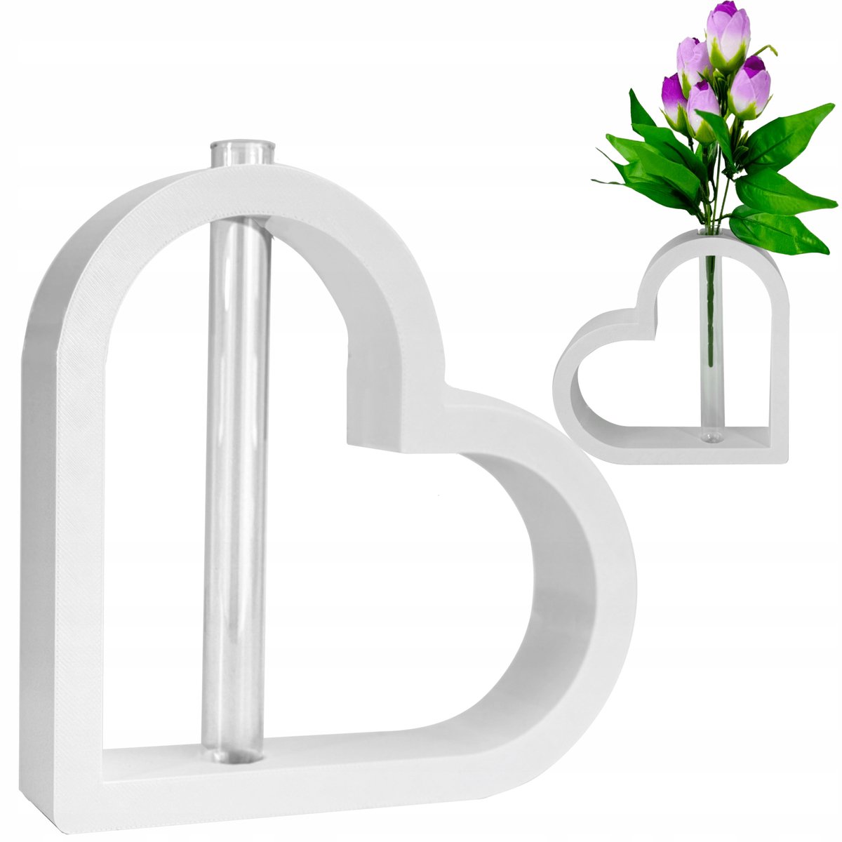 Merkloos Witte Hart Vaas met Flesje voor Bloemen Decoratie 20cm