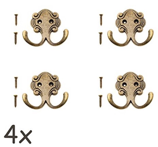 Fuxxer® 6 x antieke kapstokhaken, handdoekhaken, ijzeren haken